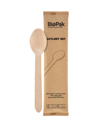 Biopak Petit κουτάλι ξύλινο waxed 16cm σε χάρτινη συσκευασία