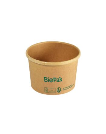 Biopak Ronda ecoecho® σκεύος φαγητού 240ml καφέ στρογγυλό από χαρτόνι με επίστρωση βιοπλαστικού 9x9x32cm 25τεμ