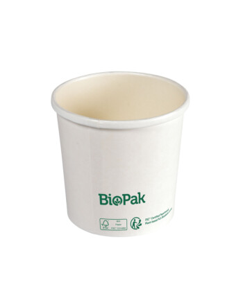 Biopak Ronda ecoecho® σκεύος φαγητού λευκό στρογγυλό από χαρτόνι με επίστρωση βιοπλαστικού 360ml 9x9x34cm 25τεμ
