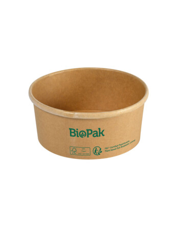 Biopak Ronda ecoecho® σκεύος φαγητού 350ml καφέ στρογγυλό από χαρτόνι με επίστρωση βιοπλαστικού 11,7x11,7x25,5cm 35τεμ