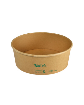 Biopak Ronda ecoecho® σκεύος φαγητού 1300ml καφέ στρογγυλό από χαρτόνι με επίστρωση βιοπλαστικού 18,4x18,4x32cm 25τεμ