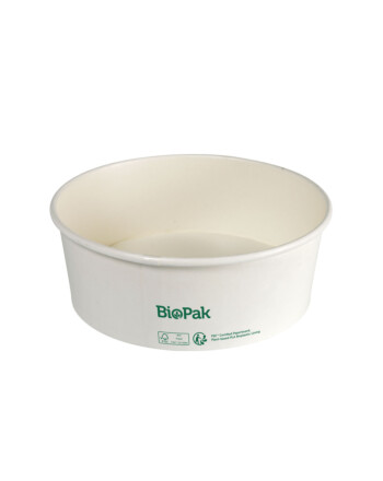 Biopak Ronda ecoecho® σκεύος φαγητού λευκό στρογγυλό από χαρτόνι με επίστρωση βιοπλαστικού 1300ml 18,4x18,4x32cm 25τεμ