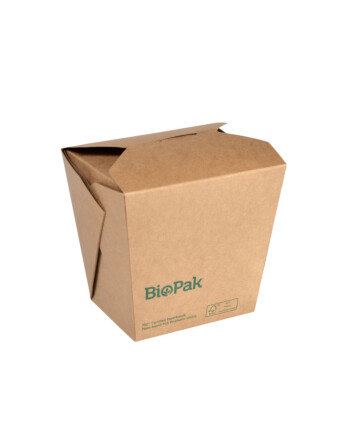 Biopak ecoecho® Bio Box σκεύος φαγητού για noodles 960ml καφέ τετράγωνο από χαρτόνι με επίστρωση βιοπλαστικού 11,9x10,3x46,5cm 50τεμ