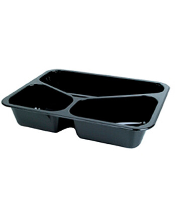 Biopak ecoecho Duniform® Menu Tray δοχείο 3 θέσεων μαύρο ορθογώνιο από rPET 22,5x17,5x4,3cm 300τεμ