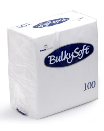 BulkySoft® χαρτοπετσέτα πολυτελείας λευκή 2φυλλη 1/4 33x33cm 100τεμ