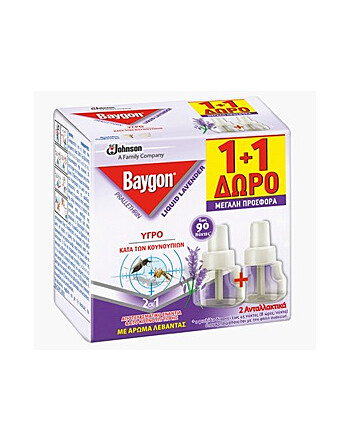 Baygon® Liquid υγρό εντομοαπωθητικό ανταλλακτικό 36ml για 60 νύχτες 2τεμ
