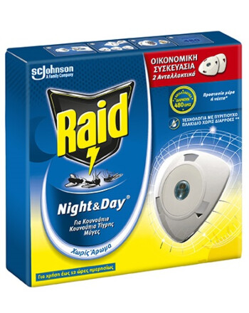 Raid Night&Day® υγρό εντομοαπωθητικό ανταλλακτικό για 240 ώρες 2τεμ