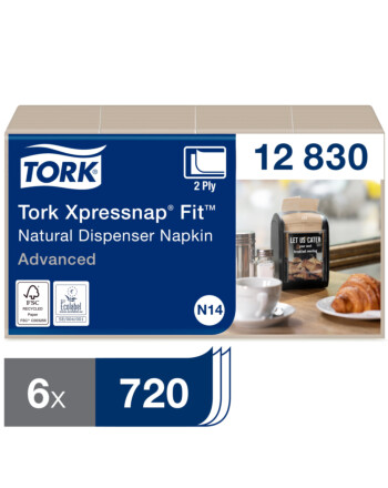 Tork Xpressnap Fit® χαρτοπετσέτα συσκευής φυσικού χρώματος 2φυλλη 21,3x16,5cm 120τεμ