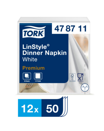 Tork Linstyle® χαρτοπετσέτα λευκή 1φυλλη 1/4 39x39cm πολυτελείας 50τεμ