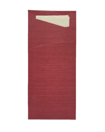 Duni Sacchetto® θήκη μαχαιροπίρουνου μπορντό με χαρτοπετσέτα κρεμ 1/12 8,5x19cm 100τεμ