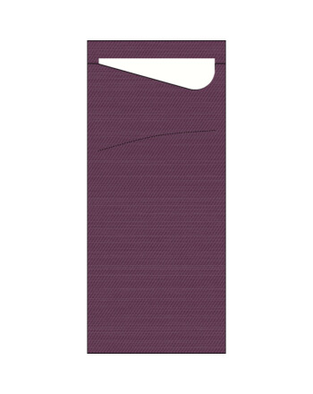 Duni Sacchetto® θήκη μαχαιροπίρουνου σκούρο μοβ με χαρτοπετσέτα λευκή 1/12 8,5x19cm 100τεμ
