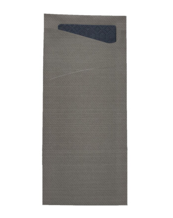 Duni Sacchetto® θήκη μαχαιροπίρουνου γκρι με χαρτοπετσέτα μαύρη 1/12 8,5x19cm 100τεμ