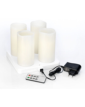 Duni επαναφορτιζόμενα κεριά LED λευκά 22xØ7,5cm 4τεμ 12h