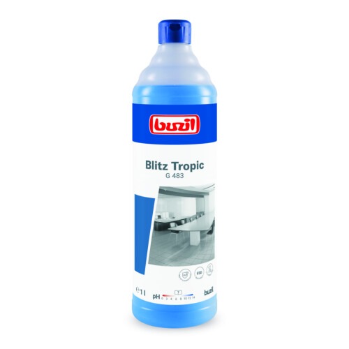 Buzil Blitz Tropic G483 ουδέτερο αλκοολούχο καθαριστικό γενικής χρήσης με άρωμα τροπικών φρούτων 1L