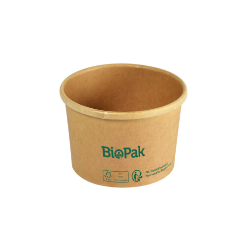 Biopak Ronda ecoecho® σκεύος φαγητού 240ml καφέ στρογγυλό από χαρτόνι με επίστρωση βιοπλαστικού 9x9x32cm 25τεμ