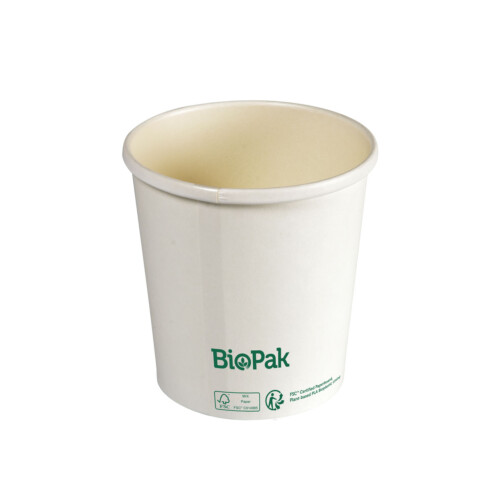 Biopak Ronda ecoecho® σκεύος φαγητού 480ml λευκό στρογγυλό από χαρτόνι με επίστρωση βιοπλαστικού 9,7x9,7x35,5cm 25τεμ