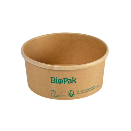 Biopak Ronda ecoecho® σκεύος φαγητού 350ml καφέ στρογγυλό από χαρτόνι με επίστρωση βιοπλαστικού 11,7x11,7x25,5cm 35τεμ