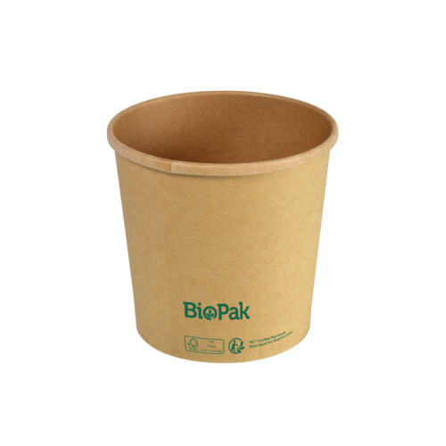 Biopak Ronda ecoecho® σκεύος φαγητού 750ml καφέ στρογγυλό από χαρτόνι με επίστρωση βιοπλαστικού 11,7x11,7x51,8cm 35τεμ