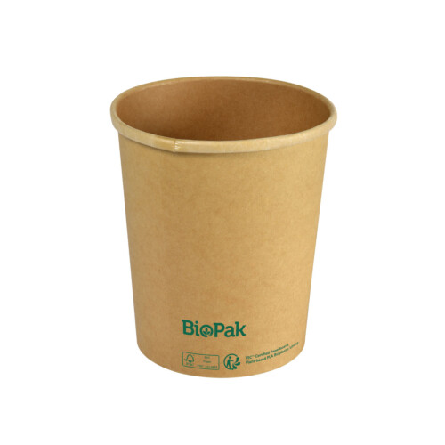 Biopak Ronda ecoecho® σκεύος φαγητού 950ml καφέ στρογγυλό από χαρτόνι με επίστρωση βιοπλαστικού 11,7x11,7x54,2cm 35τεμ