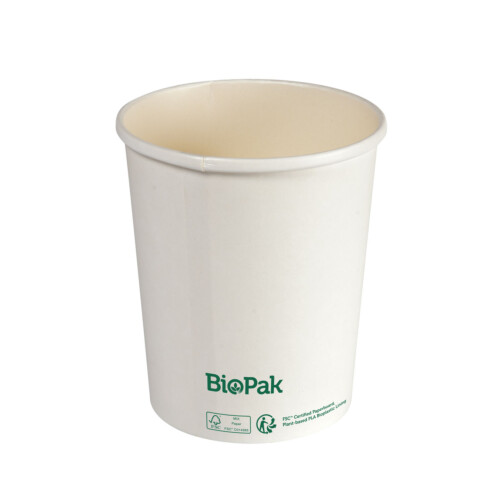 Biopak Ronda ecoecho® σκεύος φαγητού 950ml λευκό στρογγυλό από χαρτόνι με επίστρωση βιοπλαστικού 11,7x11,7x54,2cm 35τεμ