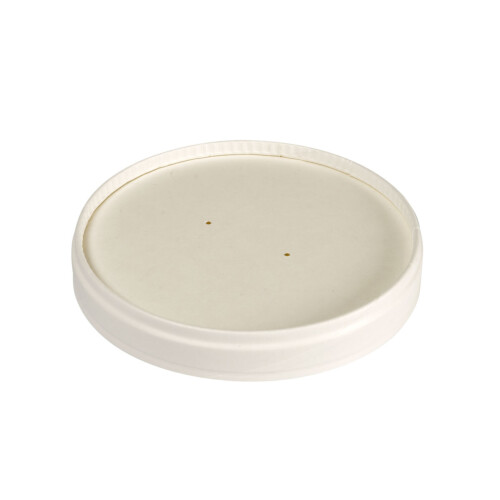 Biopak ecoecho® Ronda καπάκι για σκεύη 350ml/950 ml λευκό στρογγυλό από χαρτόνι με επίστρωση βιοπλαστικού 25τεμ
