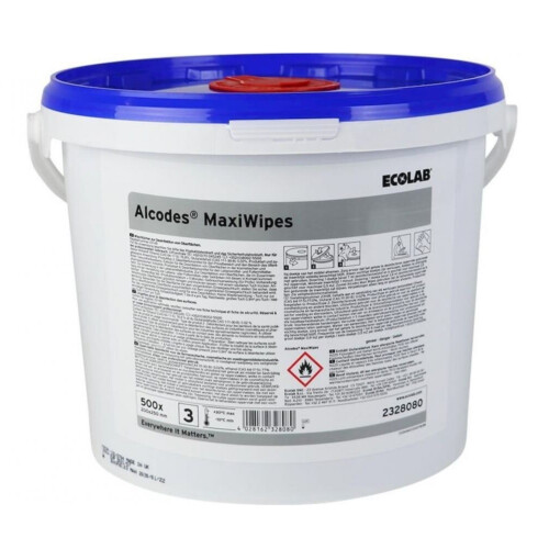 Ecolab Alcodes Maxi Wipes προεμποτισμένα πανάκια σε κουβά με απολυμαντική δράση 500τεμ