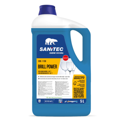 Sanitec Brill Power όξινο στεγνωτικό πλυντηρίου πιάτων για μαλακά-μέτρια νερά 5L/ 5,1 Kg