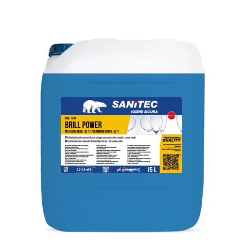 Sanitec Brill Power όξινο στεγνωτικό πλυντηρίου πιάτων για μαλακά-μέτρια νερά 15L/ 15,3 Kg