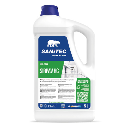 Sanitec Sirpav HC καθαριστικό απολιπαντικό χαμηλού αφρισμού με αμμωνία  5L/ 5,3 Kg