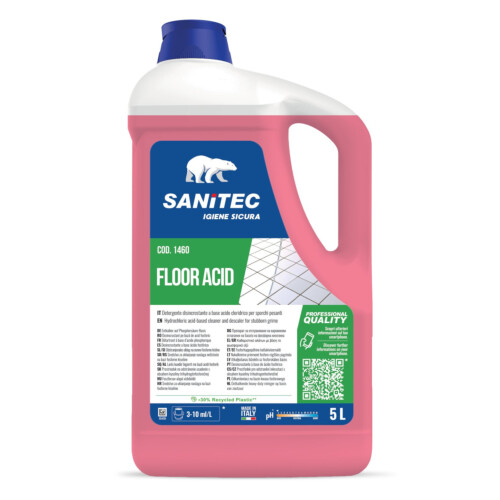 Sanitec Floor Acid ισχυρό καθαριστικό αφαλατικό επίμονων ρύπων με υδροχλωρικό οξύ 5L/ 5,5 Kg