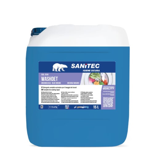Sanitec Washdet πλήρες ενζυματικό απορρυπαντικό πλυντηρίου ρούχων με άρωμα Blue Orchid 15L/ 15,3 Kg