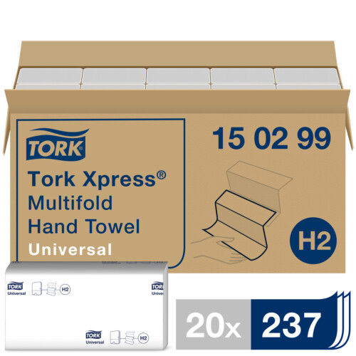 Tork Xpress® χειροπετσέτα λευκή 2φυλλη Z-Fold 23,4x21,3cm 237τεμ