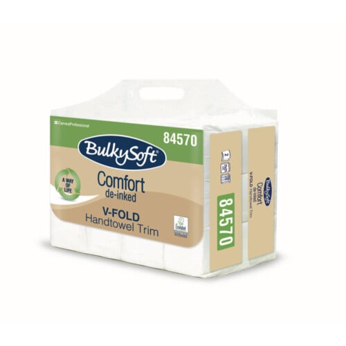 BulkySoft® χειροπετσέτα λευκή 2φυλλη V-Fold 21x21cm 250τεμ