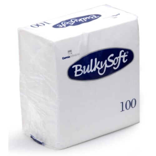 BulkySoft® χαρτοπετσέτα πολυτελείας λευκή 2φυλλη 1/4 33x33cm 100τεμ