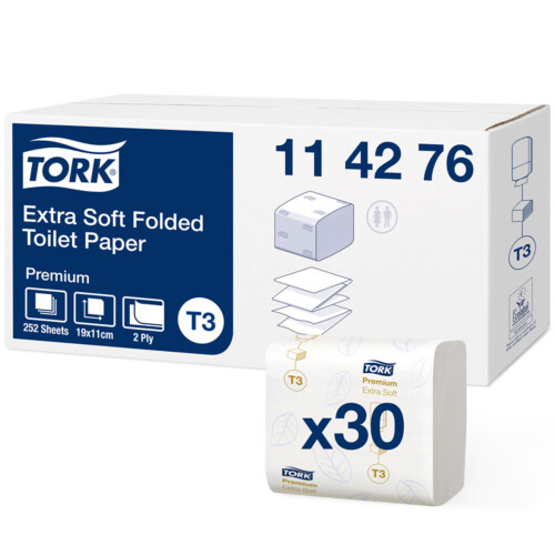 Tork® Extra Soft χαρτί υγείας σε φύλλα λευκό 252τεμ 2φυλλο