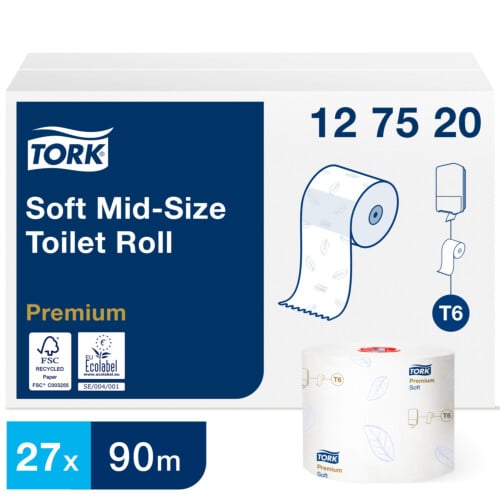 Tork® Soft Mid-size ρολό υγείας λευκό 2φυλλο 90m