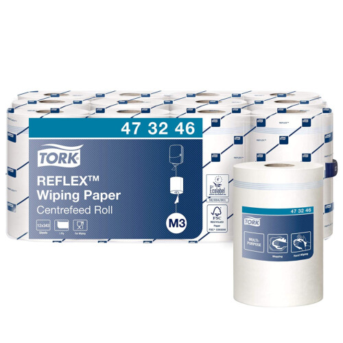 Tork® Reflex™ Wiping Paper Mini ρολό centerfeed λευκό 1φυλλο 120m