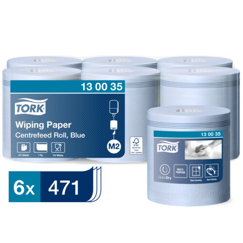Tork® Wiping Paper ρολό centerfeed μπλε 1φυλλο 165m