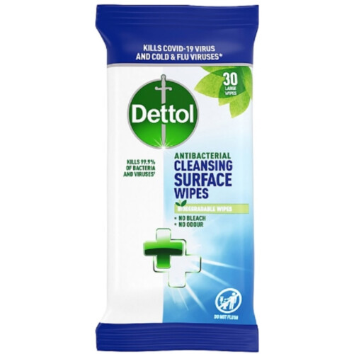 Dettol υγρά απολυμαντικά πανιά καθαρισμού 30τεμ