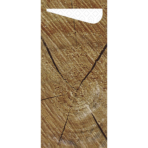 Duni Sacchetto® Wood θήκη μαχαιροπίρουνου με χαρτοπετσέτα λευκή 1/12 8,5x19cm 100τεμ