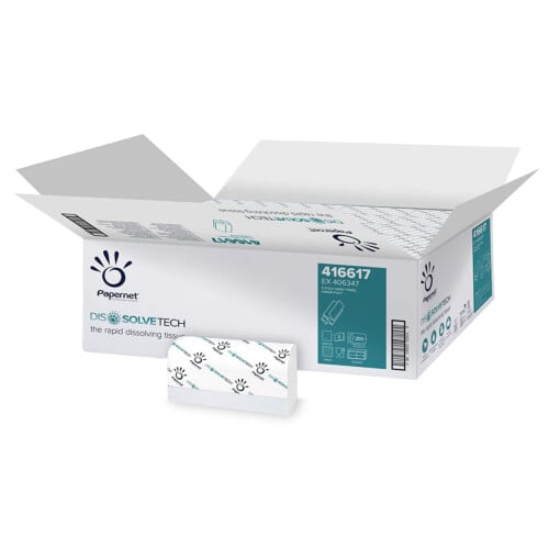 Papernet® Dissolvetech χειροπετσέτα λευκή 2φυλλη Z-Fold 20,3x24cm 200τεμ