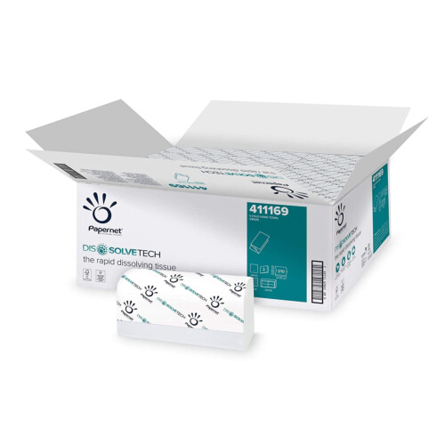 Papernet® Dissolvetech χειροπετσέτα λευκή 2φυλλη V-Fold 21x22cm 210τεμ