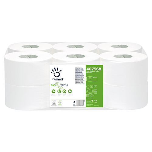 Papernet® Biotech Superior Mini Jumbo ρολό υγείας λευκό 2φυλλο 149,85m