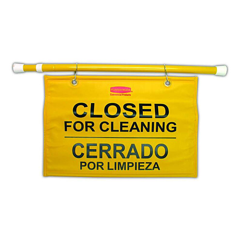 Rubbermaid® πινακίδα πόρτας με κίτρινη προειδοποιητική σήμανση αλουμινίου/PVC σε 3 γλώσσες