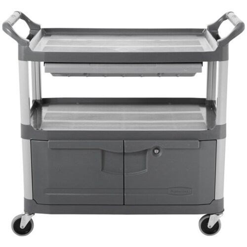 Rubbermaid® X-Tra Utility τρόλεϊ πολλαπλών χρήσεων με ντουλάπι γκρι