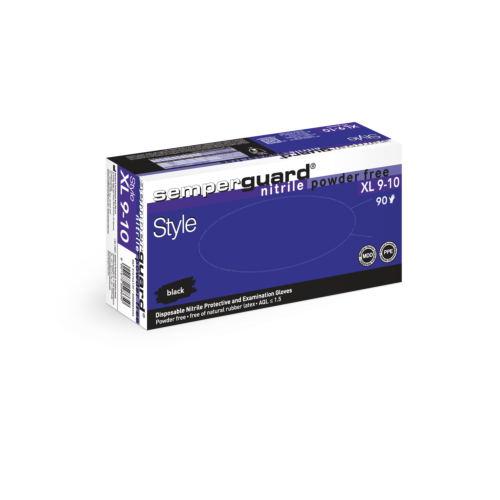 Semperguard® Style γάντια μιας χρήσης νιτριλίου χωρίς πούδρα μαύρα XL 90τεμ