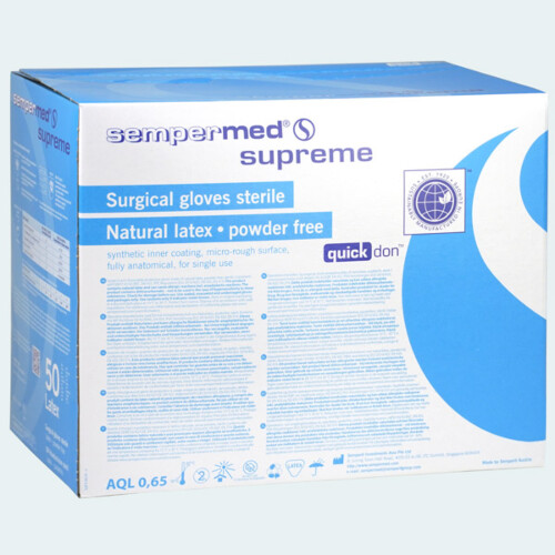 Sempermed® Supreme χειρουργικά γάντια μιας χρήσης λάτεξ χώρις πούδρα λευκά Νο.8,5 100τεμ