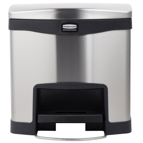 Rubbermaid Slim Jim® Step-On Front-Step κάδος απορριμμάτων ανοξείδωτος μαύρος με πεντάλ 15L
