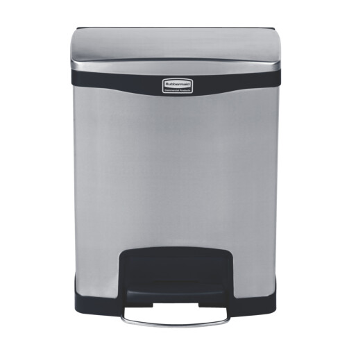 Rubbermaid Slim Jim® Step-On Front-Step κάδος απορριμμάτων ανοξείδωτος μαύρος με πεντάλ 30L