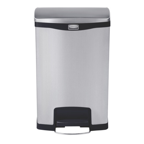 Rubbermaid Slim Jim® Step-On Front-Step κάδος απορριμμάτων ανοξείδωτος μαύρος με πεντάλ 50L